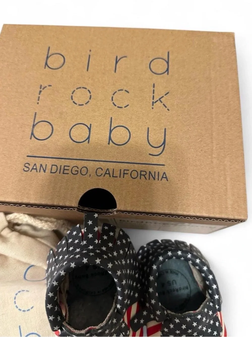Star-Spangled Baby Moccasins - Red, White & Black